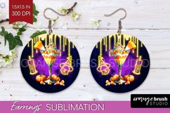 Neon Halloween Round Earrings, Cocktail Earrings Sublimation Product Image 1