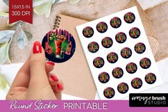 Neon Halloween Round Sticker - Cocktail Printable Stickers Product Image 1