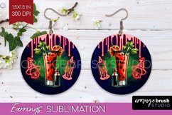 Neon Halloween Round Earrings, Cocktail Earrings Sublimation Product Image 1