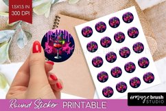 Neon Halloween Round Sticker - Cocktail Printable Stickers Product Image 1