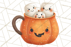 Halloween Coffee Cups Clipart PNG, Spooky Drink Mugs Product Image 4