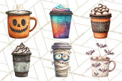 Halloween Coffee Cups Clipart PNG, Spooky Drink Mugs Product Image 6