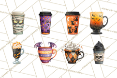Halloween Coffee Cups Clipart PNG, Spooky Drink Mugs Product Image 2