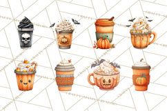 Halloween Coffee Cups Clipart PNG, Spooky Drink Mugs Product Image 4