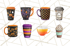 Halloween Coffee Cups Clipart PNG, Spooky Drink Mugs Product Image 8