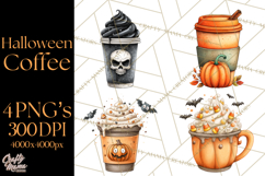 Halloween Coffee Cups Clipart PNG, Spooky Drink Mugs Product Image 1