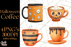 Halloween Coffee Cups Clipart PNG, Spooky Drink Mugs Product Image 1