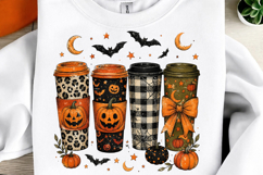 Halloween Coffee PNG, Spooky Pumpkin Cup Design Product Image 1