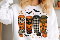 Halloween Coffee PNG, Spooky Pumpkin Cup Design Product Image 3