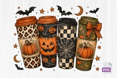 Halloween Coffee PNG, Spooky Pumpkin Cup Design Product Image 1