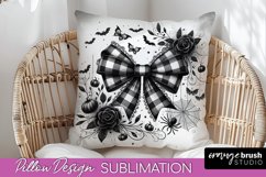 Halloween Coquette Bow Pillow Sublimation - Halloween Pillow Product Image 1