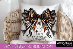 Halloween Coquette Bow Pillow Sublimation - Halloween Pillow Product Image 1