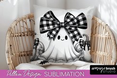 Halloween Coquette Bow Pillow Sublimation - Halloween Pillow Product Image 1