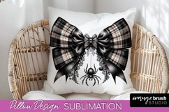 Halloween Coquette Bow Pillow Sublimation - Halloween Pillow Product Image 1