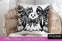 Halloween Coquette Bow Pillow Sublimation - Halloween Pillow Product Image 1