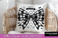 Halloween Coquette Bow Pillow Sublimation - Halloween Pillow Product Image 1