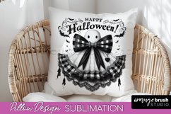Halloween Coquette Bow Pillow Sublimation - Halloween Pillow Product Image 1