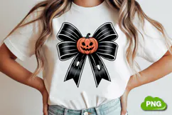 Halloween Coquette Bow PNG | Pumpkin Bow PNG | Halloween PNG Product Image 1