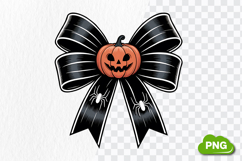 Halloween Coquette Bow PNG | Pumpkin Bow PNG | Halloween PNG Product Image 3