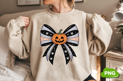 Halloween Coquette Bow PNG | Pumpkin Bow PNG | Bow PNG Product Image 2