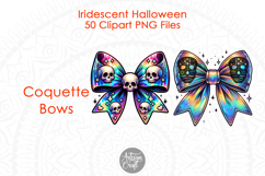 Iridescent Halloween Clipart, Halloween ghost, Coquette bow Product Image 7