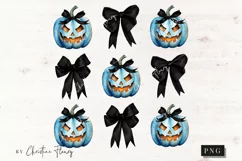 Blue Halloween Coquette Bows PNG | Halloween PNG Product Image 4