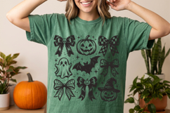 Halloween Coquette Bow PNG, Spooky Pumpkin Ghost design Product Image 2