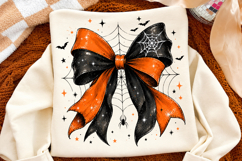 Halloween Coquette Bow PNG Spooky Spiderweb Sublimation Product Image 2