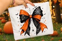 Halloween Coquette Bow PNG Spooky Spiderweb Sublimation Product Image 3
