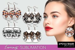 Halloween Coquette Bow Round Earrings Sublimation Product Image 1