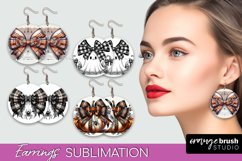 Halloween Coquette Bow Round Earrings Sublimation Product Image 1