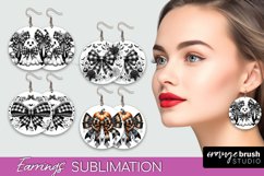 Halloween Coquette Bow Round Earrings Sublimation Product Image 1