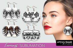 Halloween Coquette Bow Round Earrings Sublimation Product Image 1
