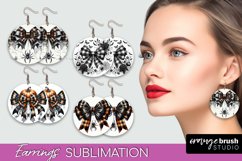 Halloween Coquette Bow Round Earrings Sublimation Product Image 1