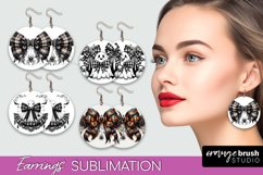 Halloween Coquette Bow Round Earrings Sublimation Product Image 1