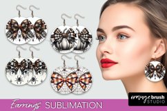 Halloween Coquette Bow Round Earrings Sublimation Product Image 1
