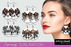 Halloween Coquette Bow Round Earrings Sublimation Product Image 1