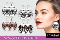 Halloween Coquette Bow Round Earrings Sublimation Product Image 1