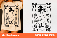 Witch Goose with Cherries SVG | Coquette Halloween Frame Product Image 1