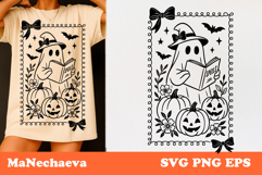 Spell Book Ghost Clipart | Coquette Halloween Frame SVG Product Image 1