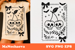 Coquette Halloween Frame SVG | Cherry Skulls Clipart Product Image 1