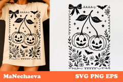 Coquette Halloween Frame SVG | Pumpkin Cherries Clipart Product Image 1