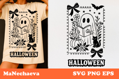 Coquette Halloween Frame SVG | Reading Ghost Clipart Product Image 1