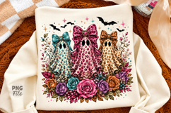 Halloween Coquette Ghost Trio PNG, Leopard Halloween Ghost Product Image 1