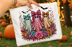 Halloween Coquette Ghost Trio PNG, Leopard Halloween Ghost Product Image 3