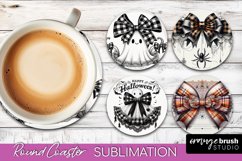 Halloween Coquette Bow Round Coaster Sublimation Product Image 1