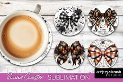 Halloween Coquette Bow Round Coaster Sublimation Product Image 1