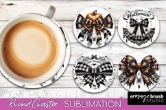 Halloween Coquette Bow Round Coaster Sublimation Product Image 1