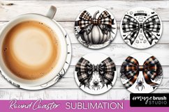Halloween Coquette Bow Round Coaster Sublimation Product Image 1
