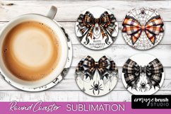 Halloween Coquette Bow Round Coaster Sublimation Product Image 1